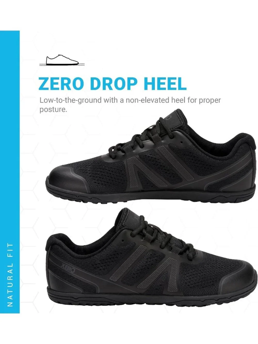 Xero Men's Black Asphalt Rubber Lightweight Lace Up Running Athletic Shoes